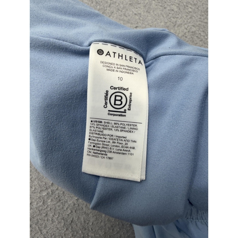 Athleta Jogger Pants Womens 10 Blue Elastic Waist Stretch Ribbed Ankle Pockets - Picture 10 of 11